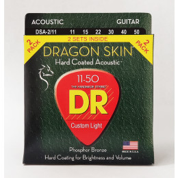 DR DSA-2/11 DRAGON SKIN Струны для акустической гитары, 2 комплекта