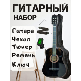 Rowin CGL-38BK_BGC-A01_T75_ST-0111BK Гитарный комплект