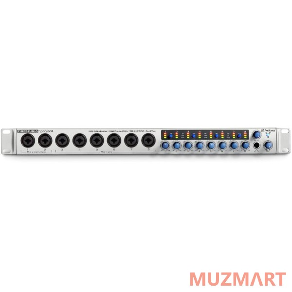 PreSonus Firestudio Project Аудиоинтерфейс FireWire для звукозаписи 10 х 10 24бит/96кГц, MIDI, S/PDIF, ПО Studio One Artist, 1U 19"