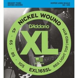 D'Addario EXL165SL Струны для 4-х струнной бас гитары, 45-105