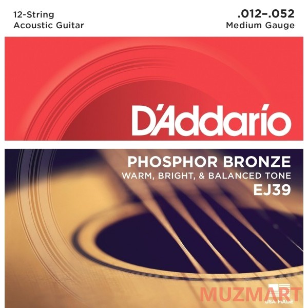 D'Addario EJ39 Medium Струны для 12-ти струнной гитары
