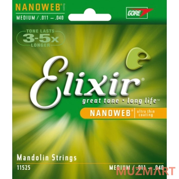 Elixir 11525 Nanoweb Medium Струны для мандолины
